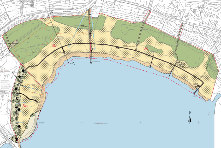 Projekteringsplan för promenadstraåket mellan Skatudden och Ingåstrand.